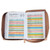 Biblia con Cierre Portátil Letra Grande 12 puntos RV1960, imit piel duotono café claro y lila floral con índice y canto floral