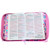 Biblia con Cierre Compacta Letra Grande 11 puntos RV1960, imit piel tricolor turquesa/rosa/purpura con índice y canto floral