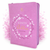Biblia con Cierre Portátil Letra Grande 12 puntos RV1960, imit piel rosa oscuro y flores blancas con índice y canto floral