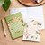 Set of 2 Notebooks: Good gift and rejoice, green and cream floral