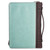 Bible Cover, Blessed is she who has believed that the Lord would fulfill His promises to her, Luke 1:45, brown and turquoise luxleather