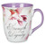 Ceramic Mug: Strength and dignity - Proverbs 31:25, hummingbird purple