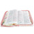 Biblia con Cierre Letra Grande 12 puntos para Mujer RV1960 imit piel rosa y verde claro con índice, canto floral con asa de mano