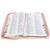 Biblia con Cierre Letra Grande 12 puntos para Mujer RV1960 imit piel rosa y verde claro con índice, canto floral con asa de mano