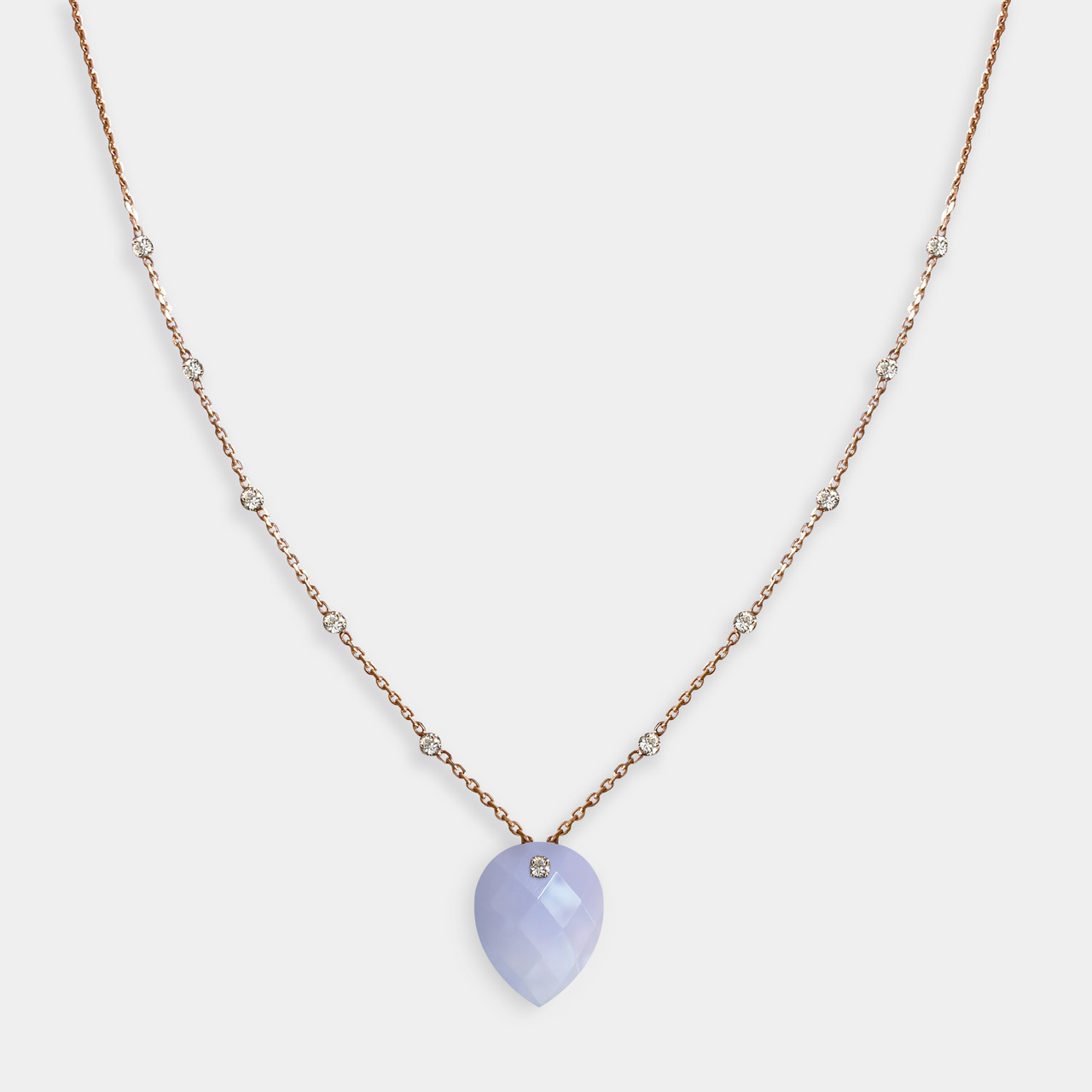 Collier Calcedoine Bleue, Collier femme Calcedoine bleue