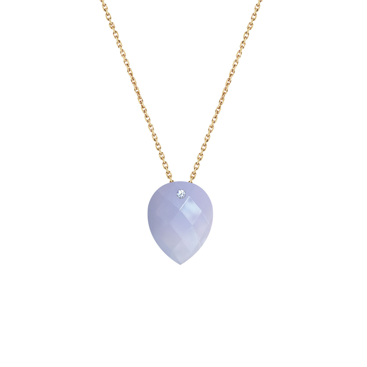 collier pierre fine, collier calcédoine bleue