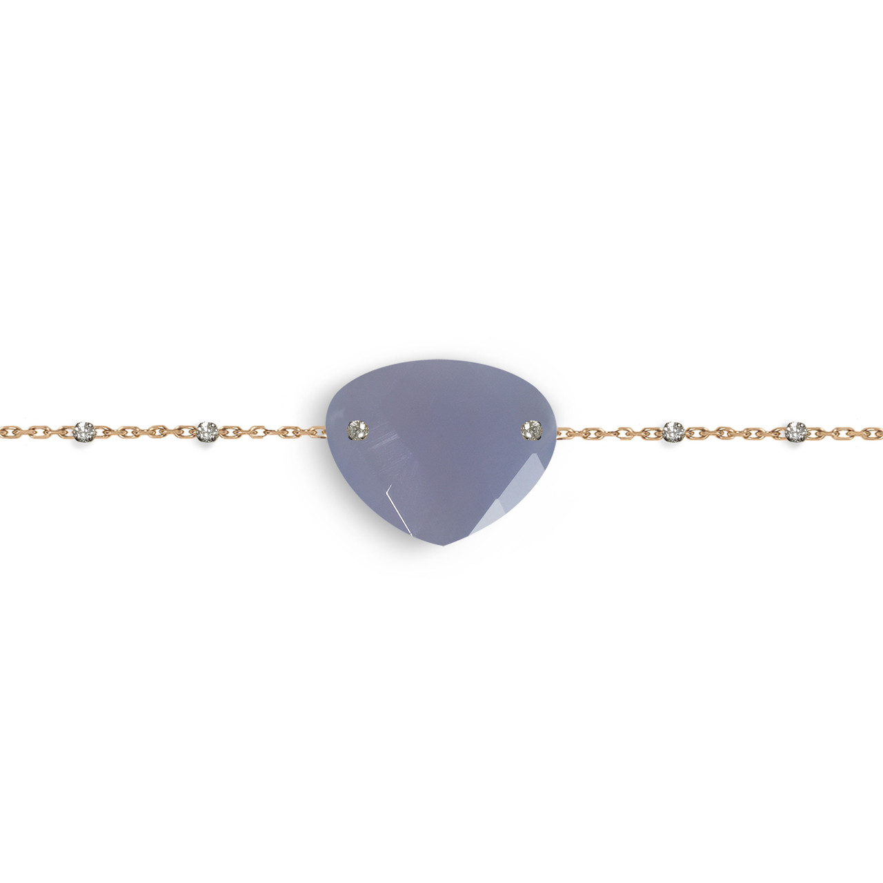 Bracelet pierre fine calcédoine bleue, bracelet layone