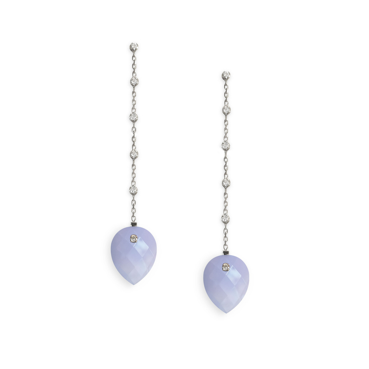 boucles d'oreilles pierre fine, boucles d'oreilles calcédoine bleue