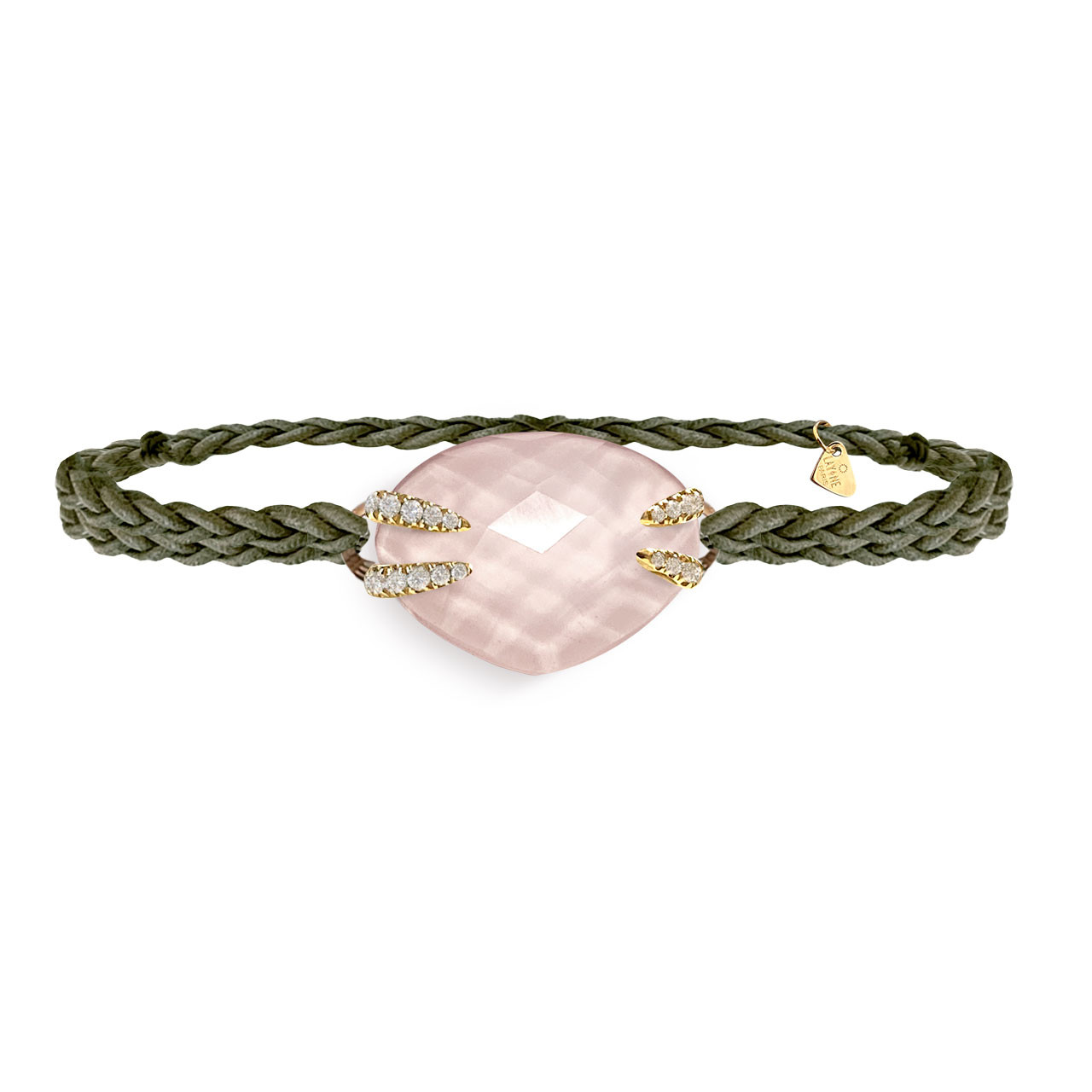 bracelet cordon 4 griffes pavées diamant, bracelet layone