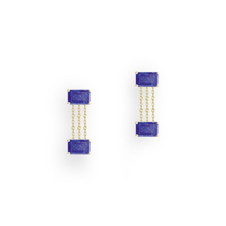 Boucles Oreilles Lapis Lazuli - Boucles Oreilles Or - Boucles Oreilles Femme Pierre Fine - Boucle Oreille Pendante