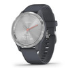 Garmin New OEM vívomove® 3S Silver Stainless Steel Bezel with Granite Blue Case and Silicone Band, 010-02238-00