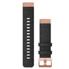 Garmin New OEM QuickFit® 20 Watch Bands Heathered Black Nylon with Rose Gold Hardware, 010-12874-00