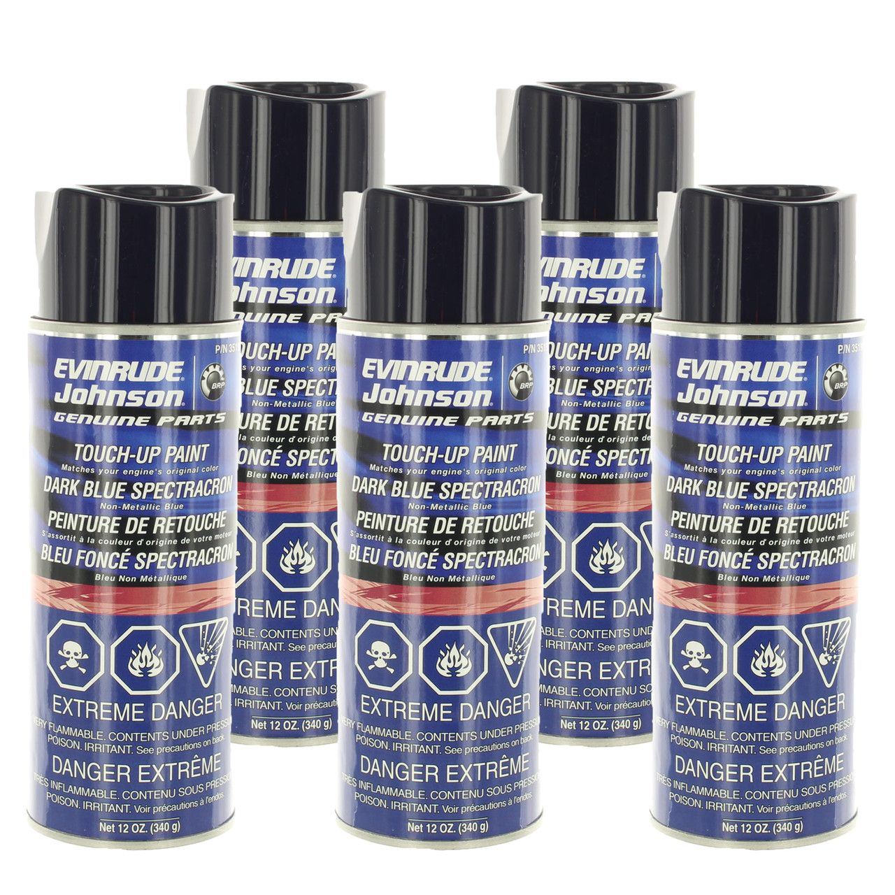 Johnson Evinrude OMC New OEM 12oz Blue Acrylic Spray Paint, Pack Of 6, 0351907