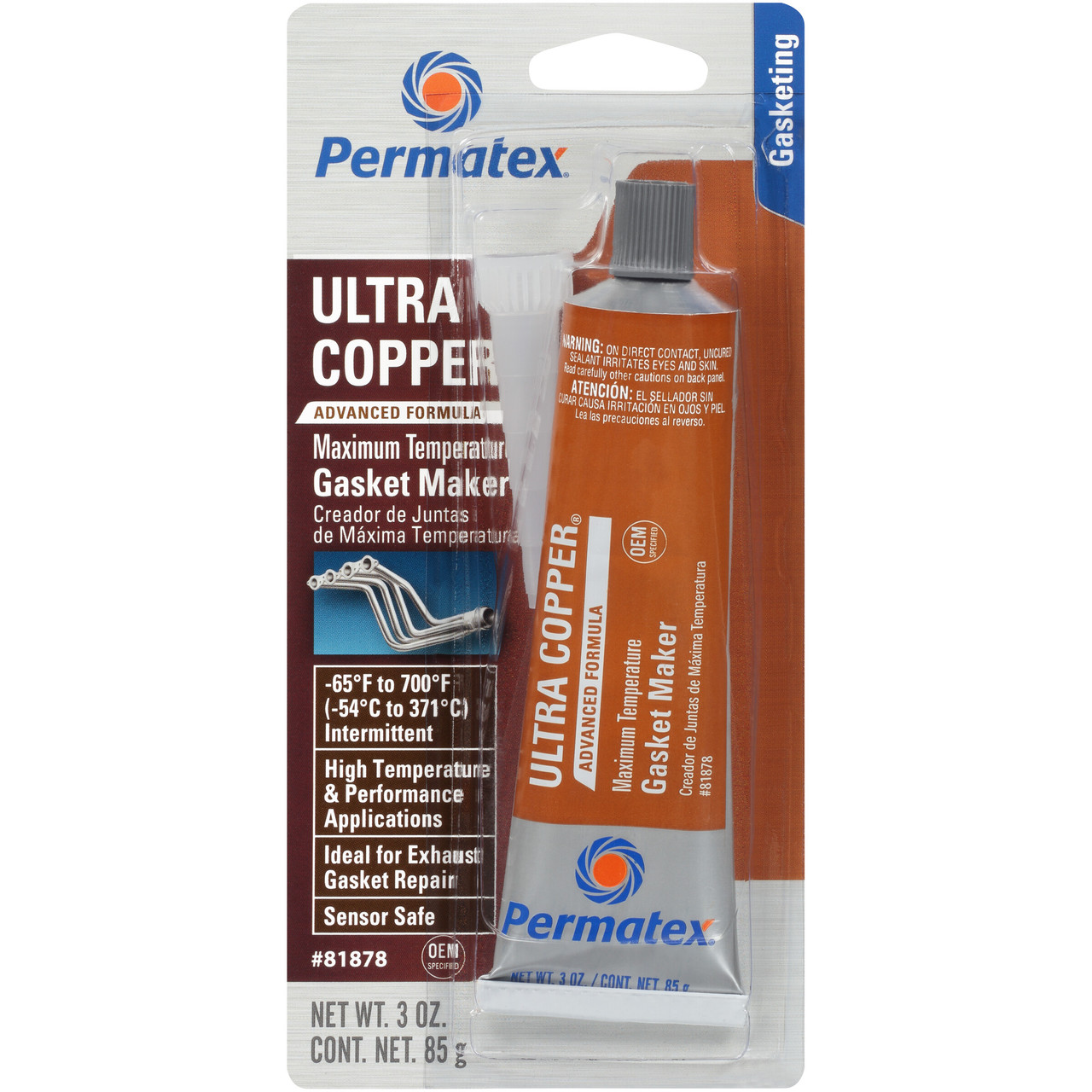 PERMATEX Ultra Copper Silicone Gasket Sealant, 59-9192