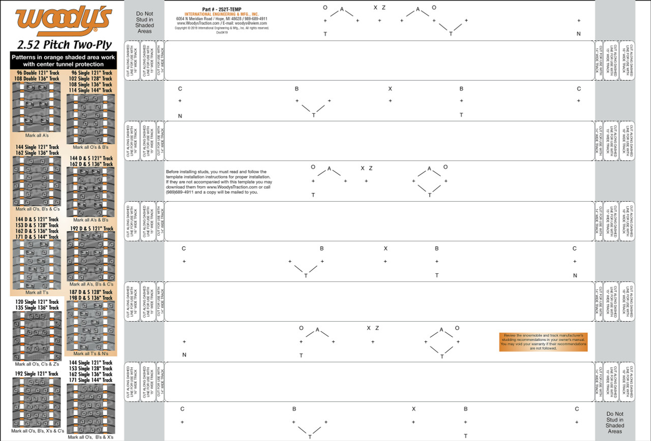 WOODYS 2.52" Pitch 2-Ply Stud Template, 18-3964