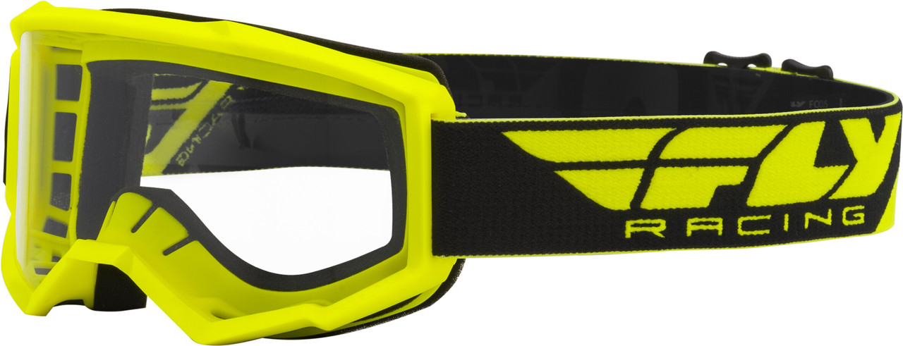 Fly Racing New Focus Goggle Hi-Vis Yellow W/Clear Lens, 37-5107