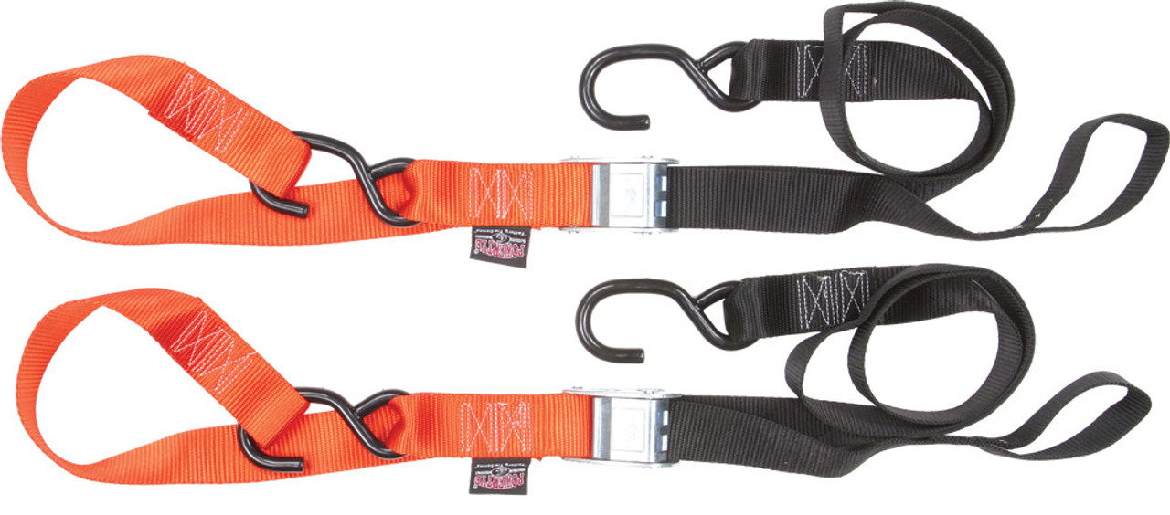 Powertye New Tie-Down Cam S-Hook Soft-Tye 1.5"X6' Black/Red Pair, 29-1131LOGO