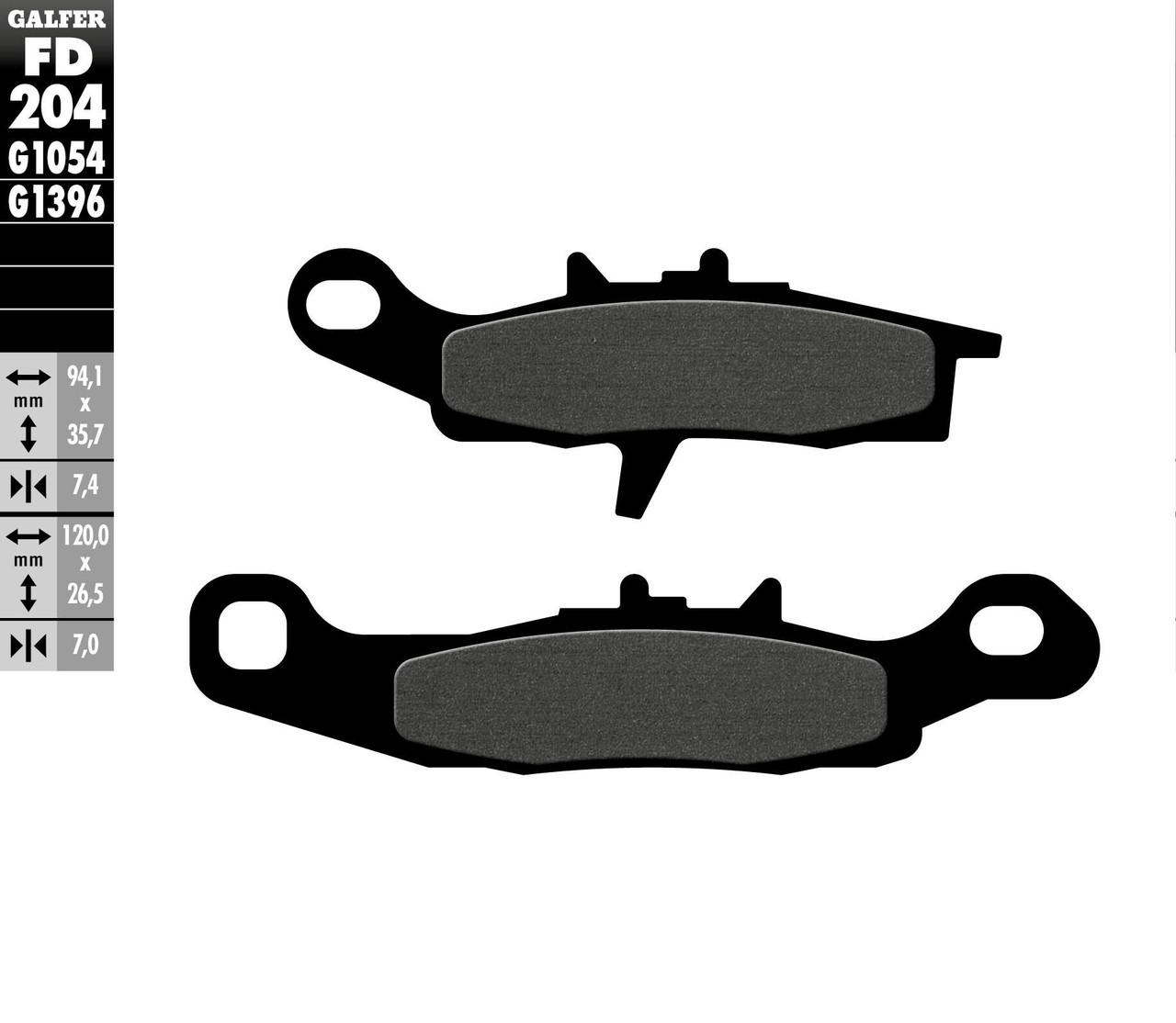 GALFER Semi-Metallic Brake Pads, 17-204S
