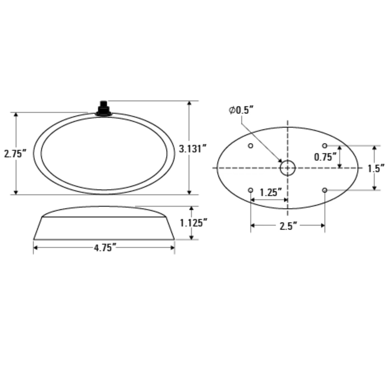 Tecniq New OEM Interior SM Warm White Oval Light W/White Base & Switch, E16-MWS0-1