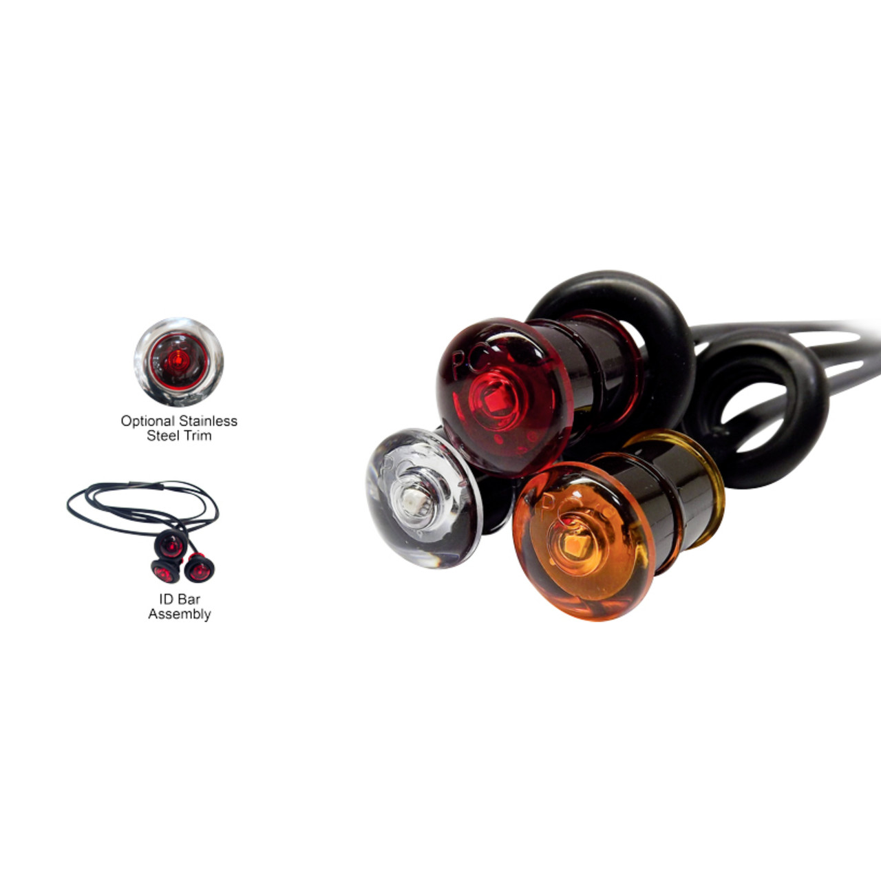 Tecniq New OEM Amber Mini PC Sidemarker Amber Lens Dual intensity Pigtail 12" Wire, S34-AA23-1