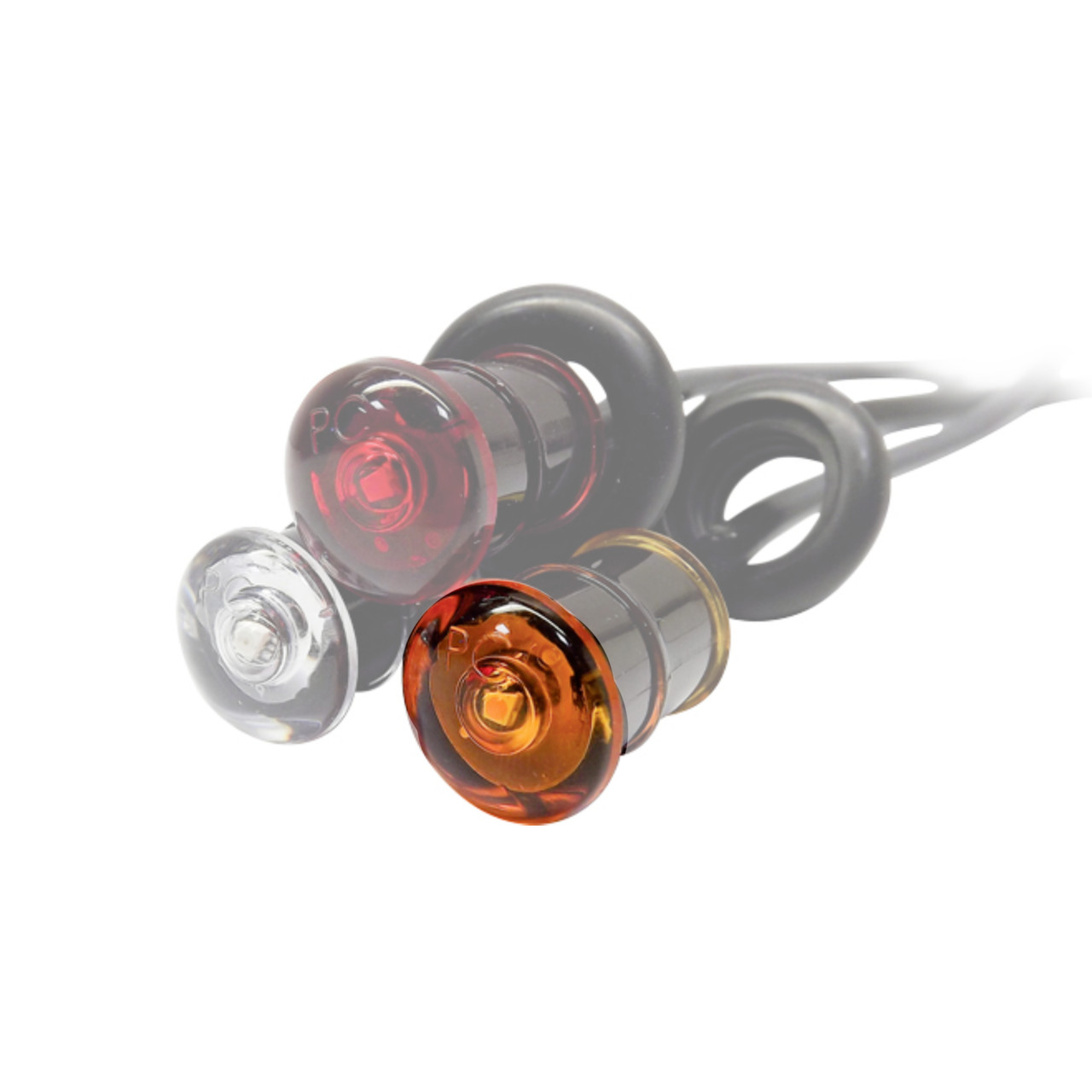 Tecniq OEM Amber Mini PC Sidemarker Amber Lens White Ground 18" Wires w/.156 Bullet, S34-AA9HM-1