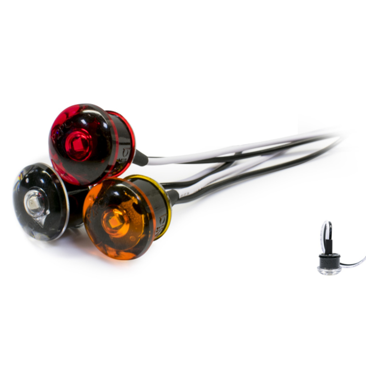 Tecniq New OEM Red 3/4 PC Sidemarker Red Lens Black Positive .156 Barrel w/ Shroud & 12" Wire, S37-RR9U-1