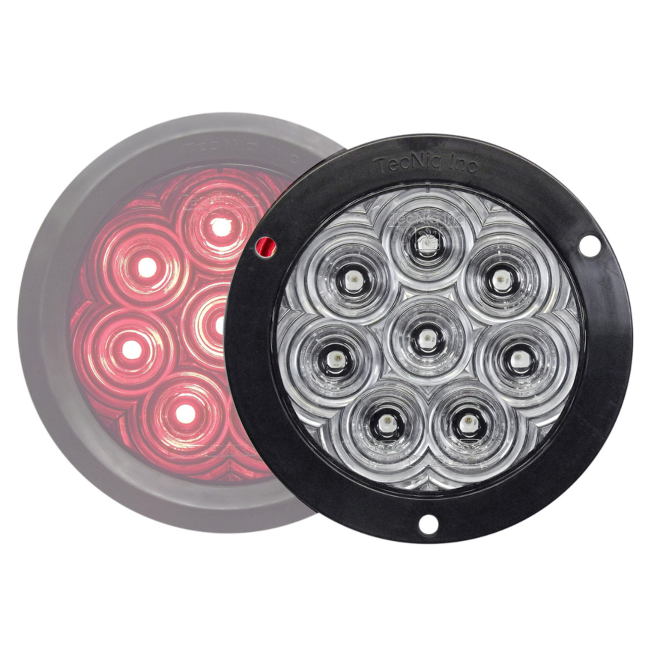 Tecniq OEM Hi Visibility 4" Round Reverse Clear Lens Grommet Mount Pig Tail, T46-WC0P-1