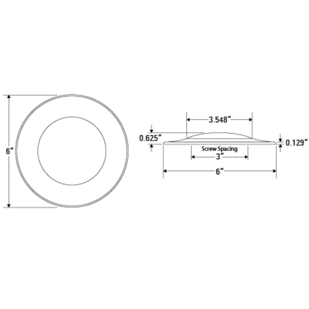 Tecniq New OEM Orion 6 Inch Interior Neutral White/Red Light W/Aluminum Trim Ring, E20-LA0R-1