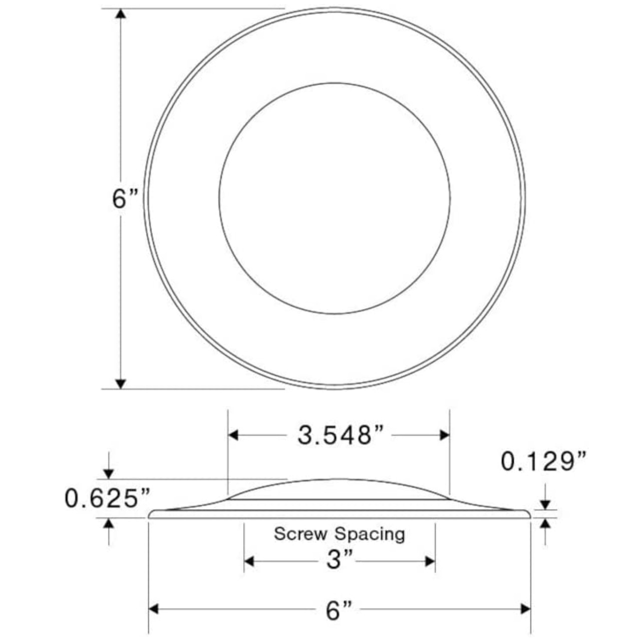 Tecniq New OEM Orion 6 Inch Interior White Light W/Chrome Trim Ring, E20-WC00-1