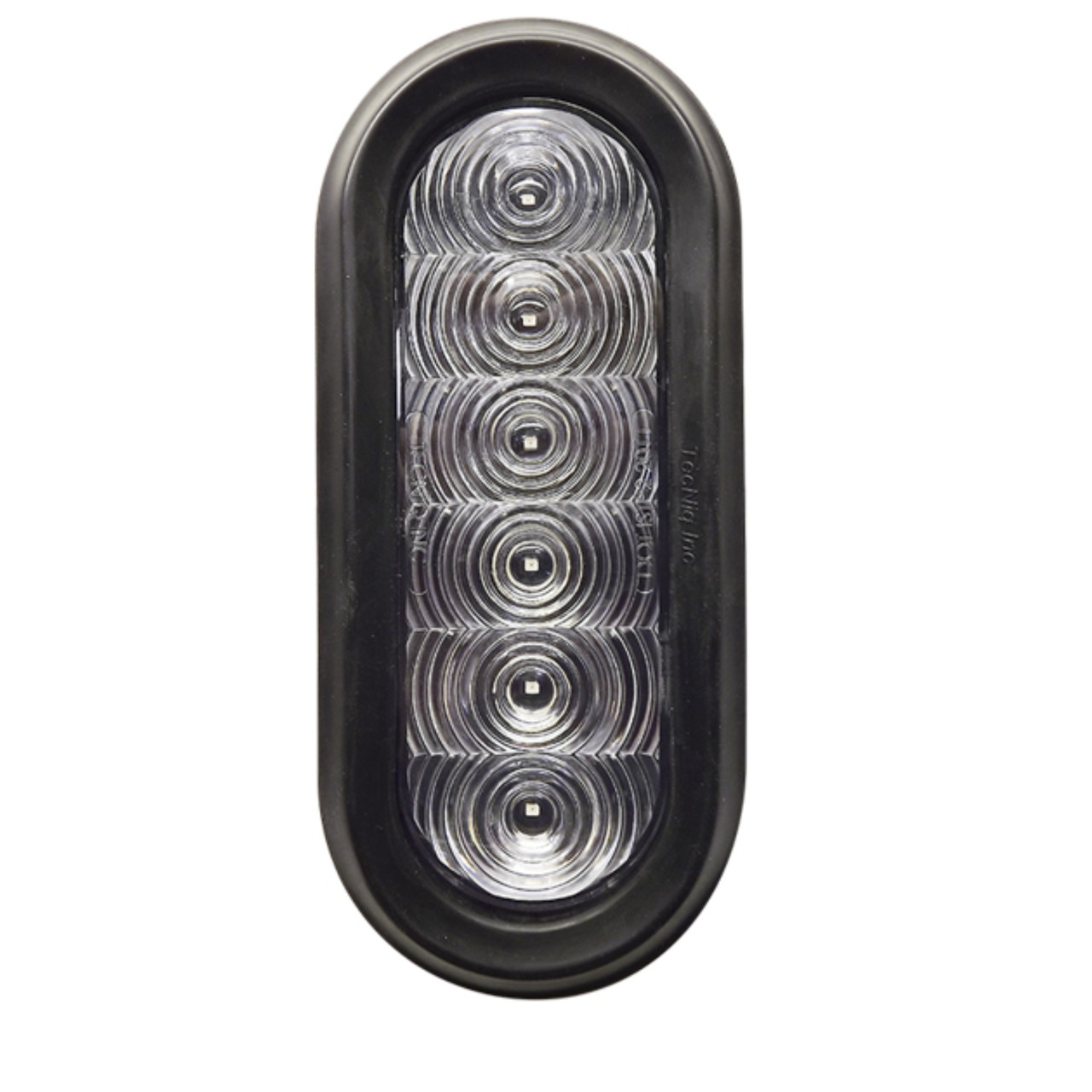 Tecniq OEM 6" Oval Reverse 6 LED White Grommet Mount Clear Lens Pigtail, T66-WCRP-1