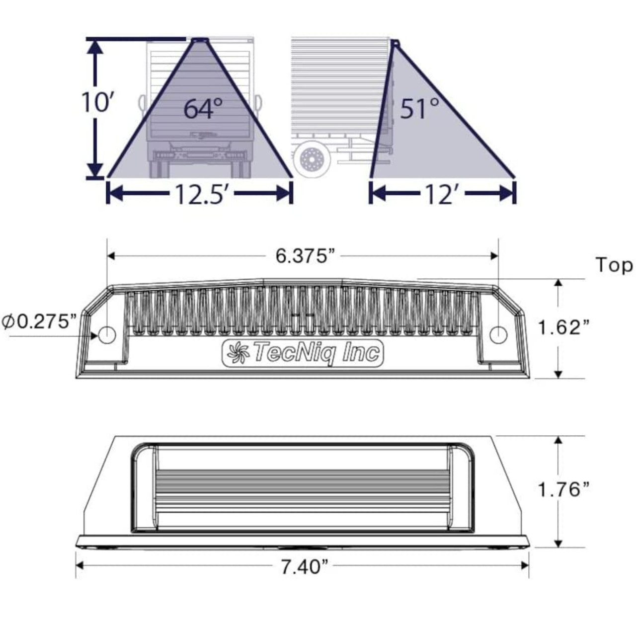 Teqnic New OEM LED High Output Surface Mount Load Light W/0.180 Inch Bullet, D30-WB0B-1