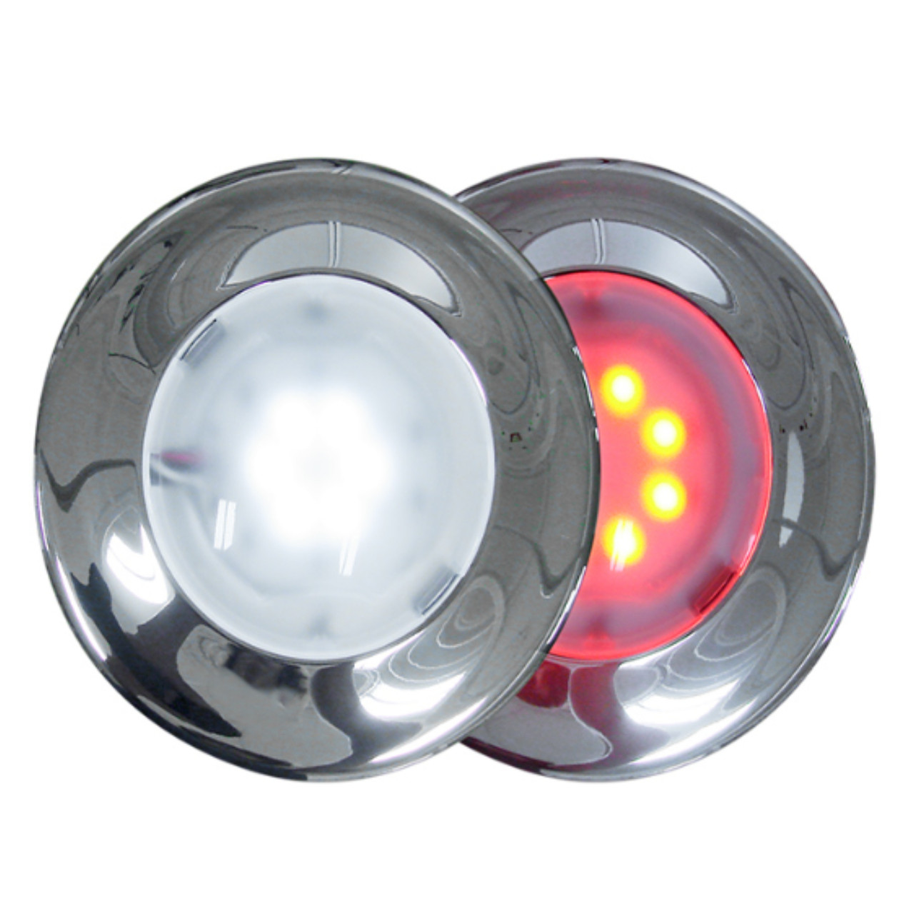 Tecniq New OEM Orion 6 Inch Interior Neutral White/Red Light W/Chrome Trim Ring, E20-LC0R-1