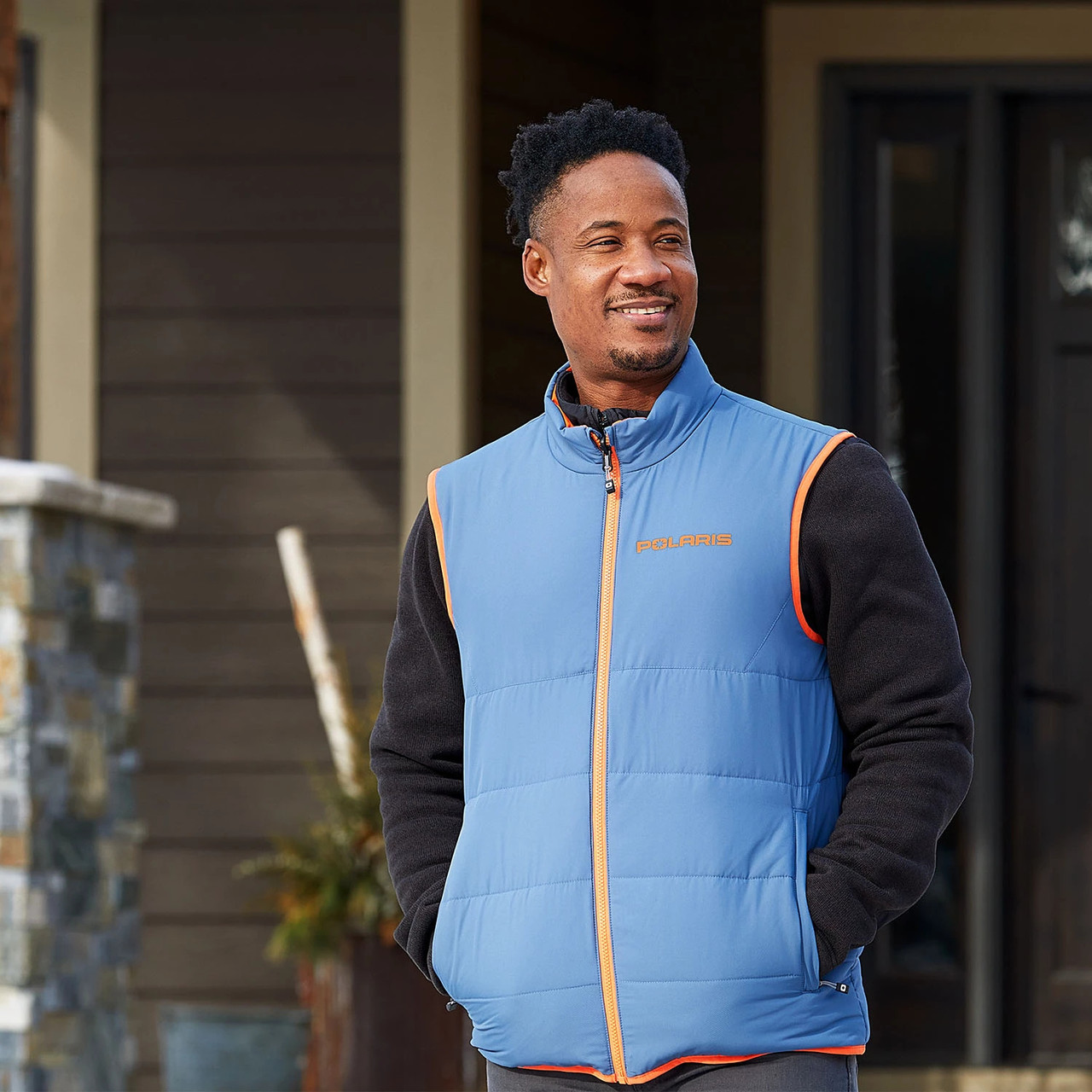 Polaris New OEM Blue/Orange Men's Reversible Windbreak Revolve Vest, 286256609