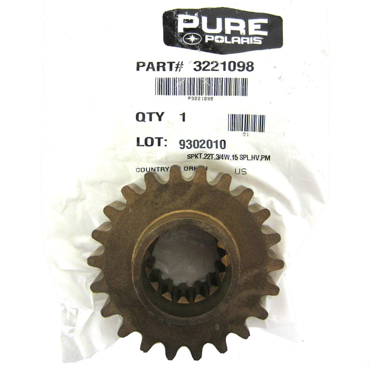 Polaris New OEM Chaincase Sprocket Gear 22T 3/4W 15 T Spline Classic XC  Trail