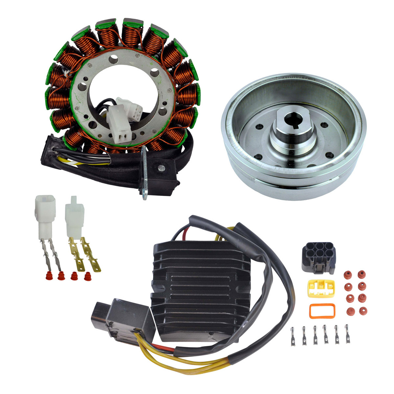 RMSTATOR New Aftermarket  Kit Stator + Improved Magneto Flywheel + Mosfet Regulator Rectifier, RM23017