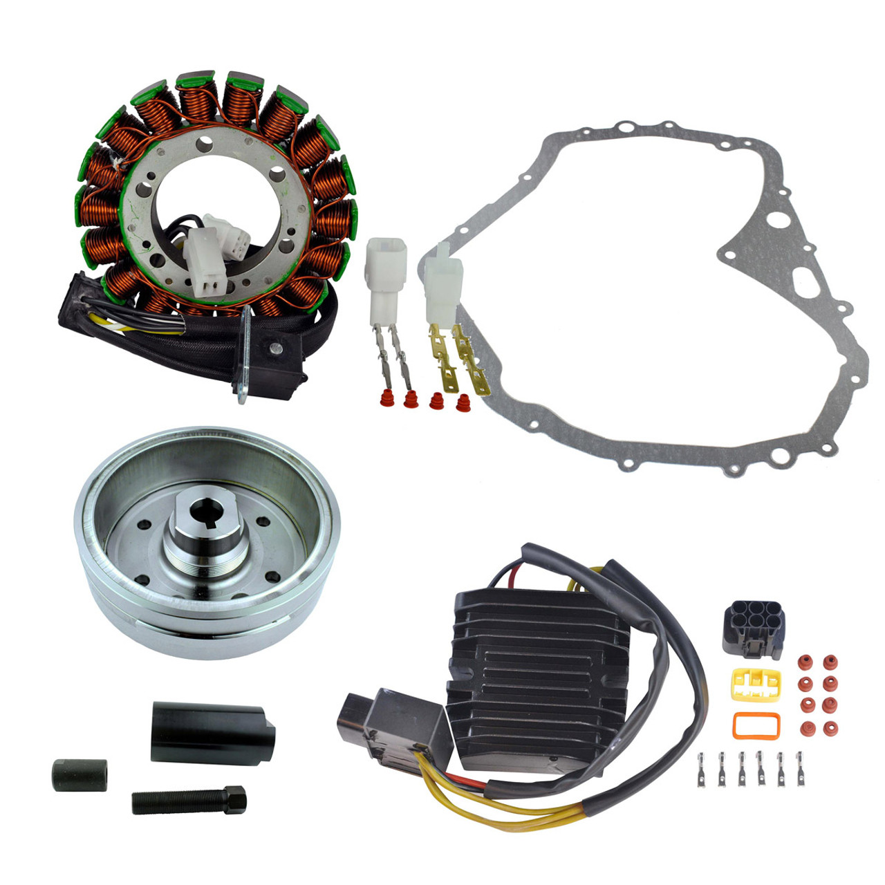 RMSTATOR New Aftermarket  Kit Improved Flywheel + Puller + Stator + Mosfet Regulator + Gasket, RM23025