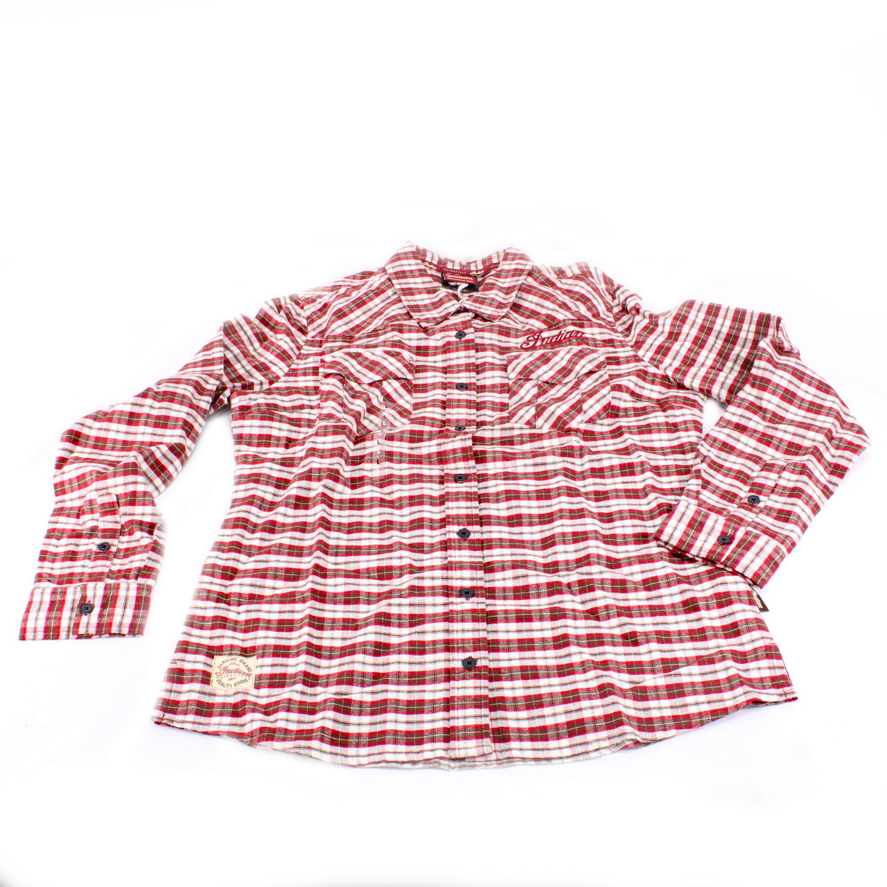 Indian Motorcycle New OEM Women's Red Plaid Long Sleeve Shirt Large 286366906