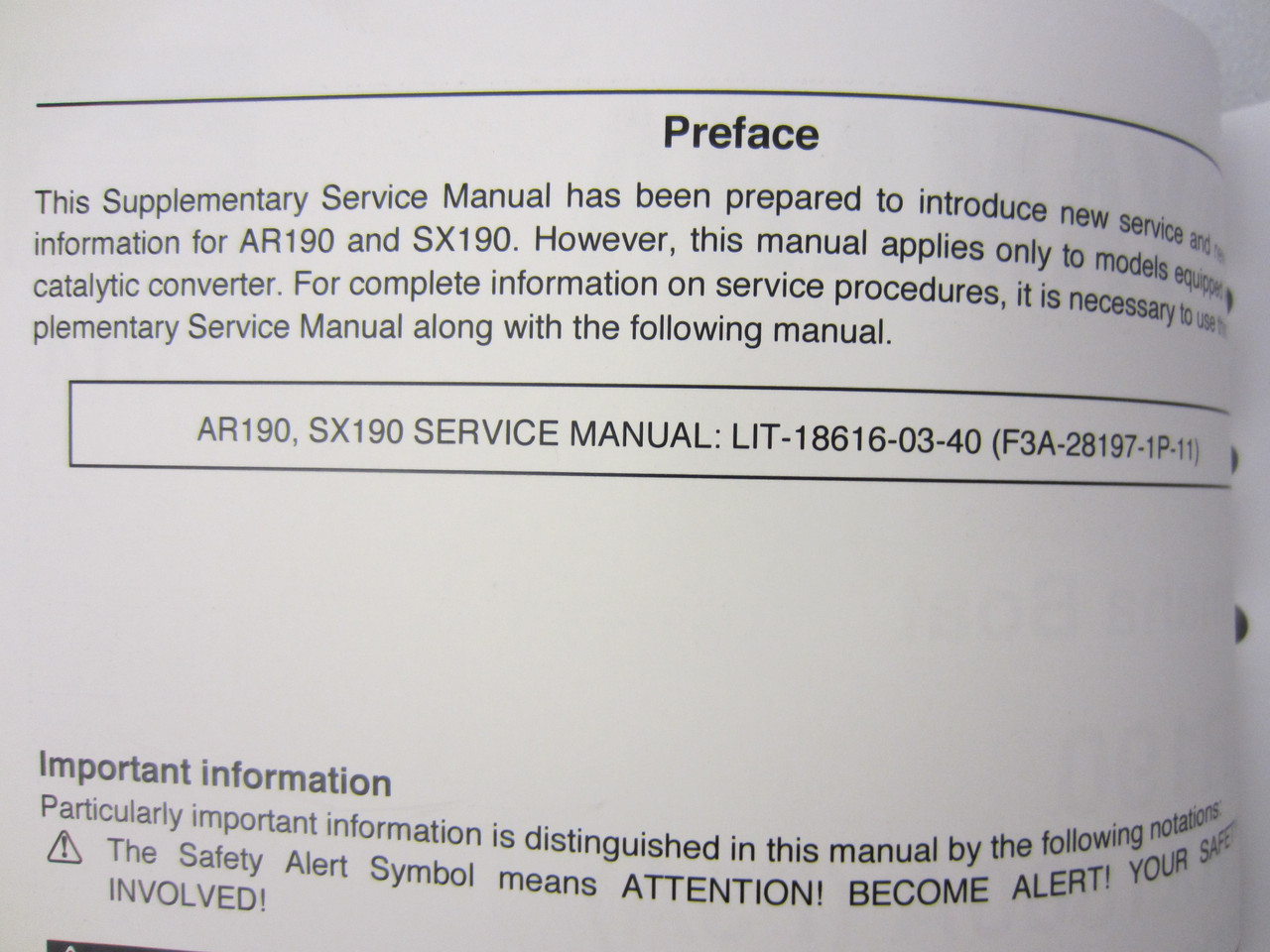 Yamaha New OEM Sport Jet Boat Service Shop Repair Manual Supplement AR190, SX190