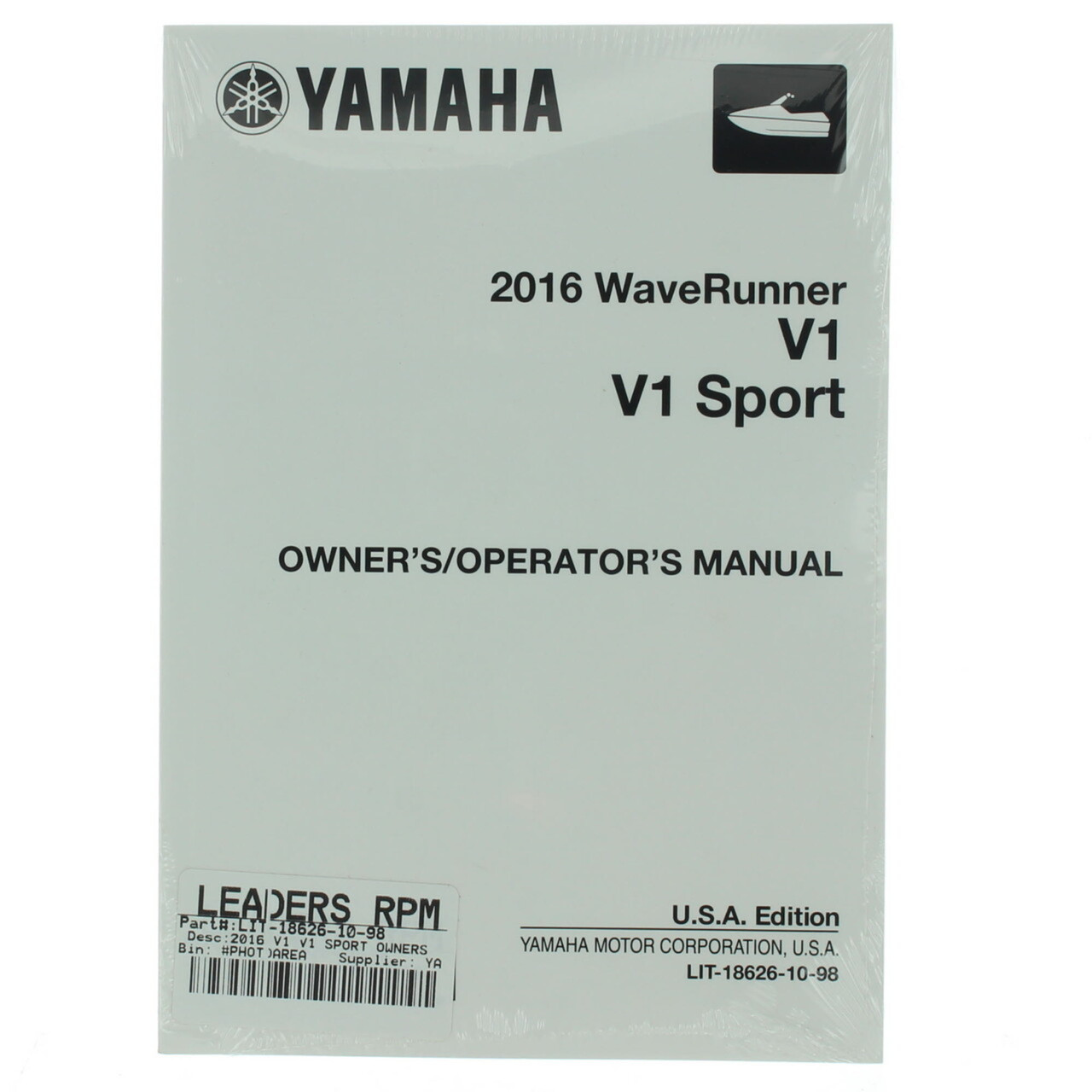 Yamaha New OEM 2016 WaveRunner V1/V1 Sport Owners Manual, LIT-18626-10-98