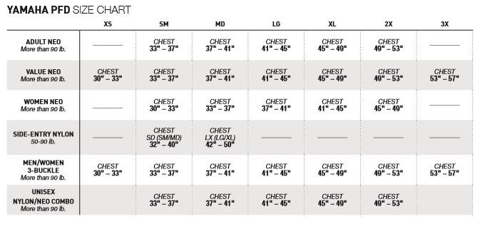 Yamaha OEM Pfd-W Yamaha Neoprene Pk, MAW-17VNE-PK-XL