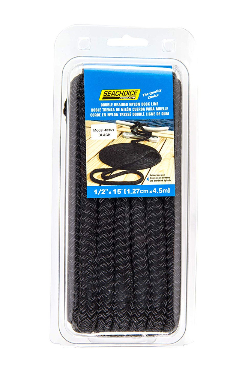 Seachoice New Double Braid Nylon Dock Line 3/8" x 15', 50-40291