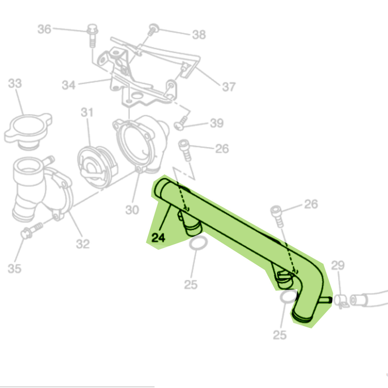 Yamaha OEM Coolant Pipe 1, 3P6-12481-00-00 3P6-12481-02-00