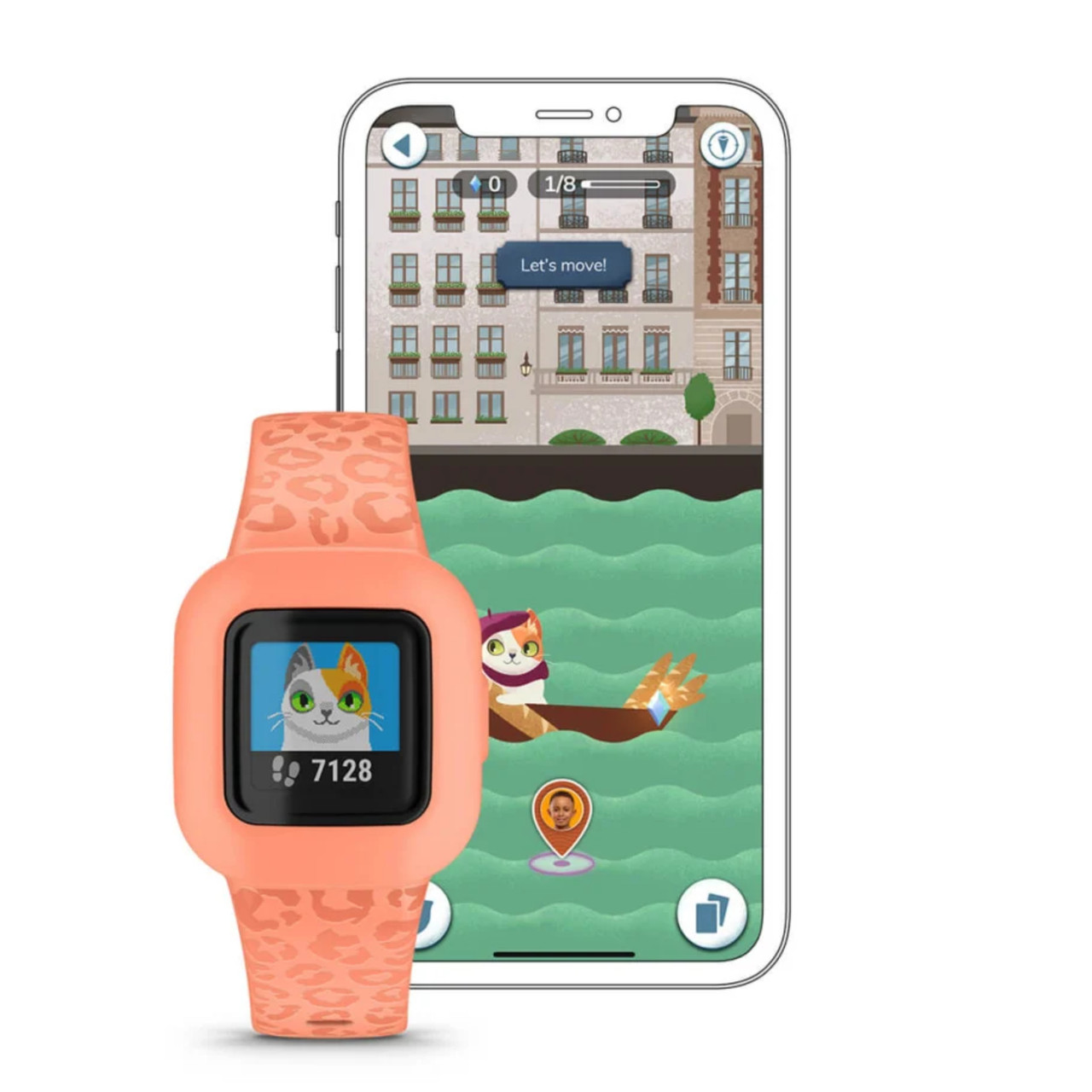 Garmin OEM vívofit® jr. 3 Peach Leopard, 010-02441-24