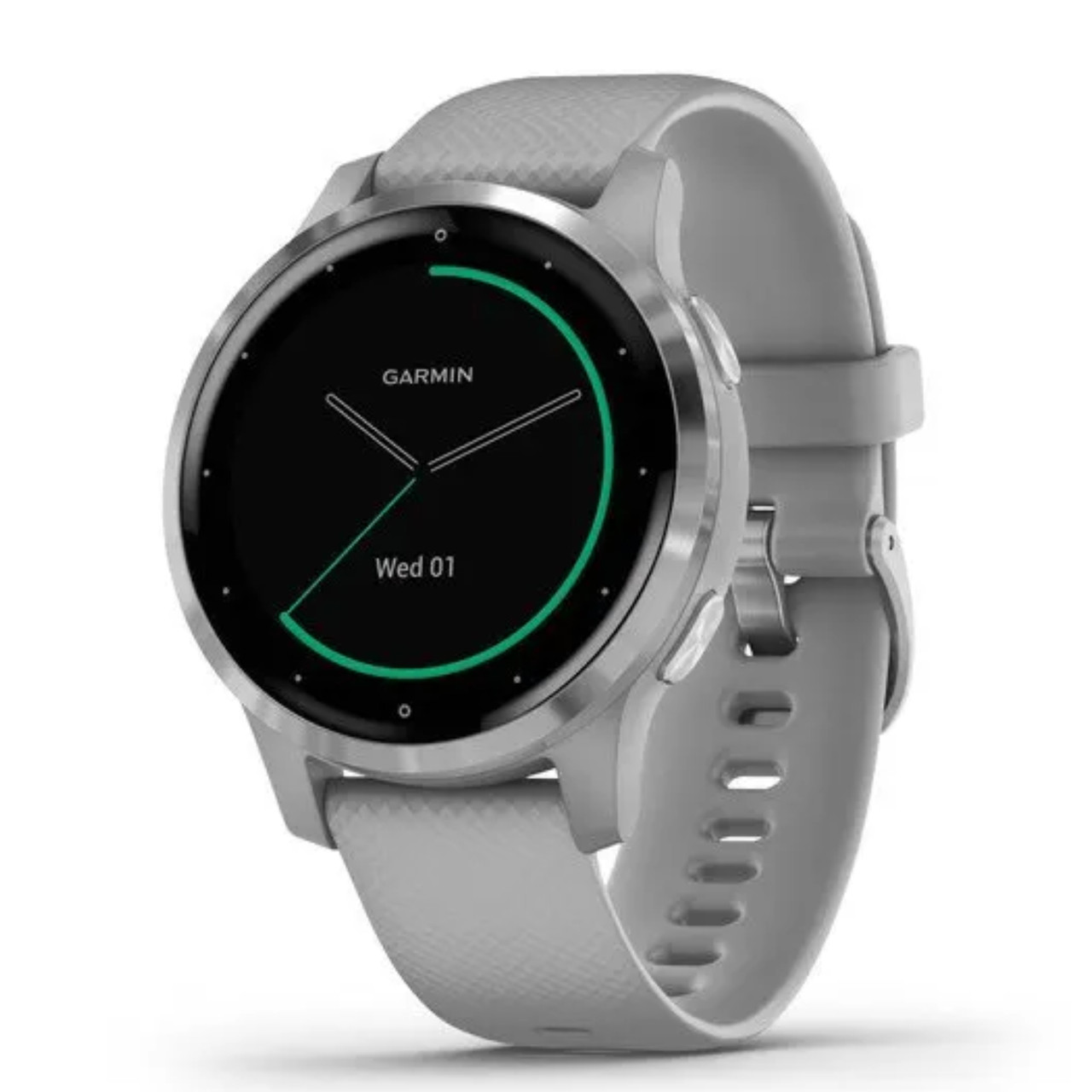 Garmin New OEM vívoactive® 4S Silver Stainless Steel Bezel with Powder Gray Case and Silicone Band 40 MM, 010-02172-01