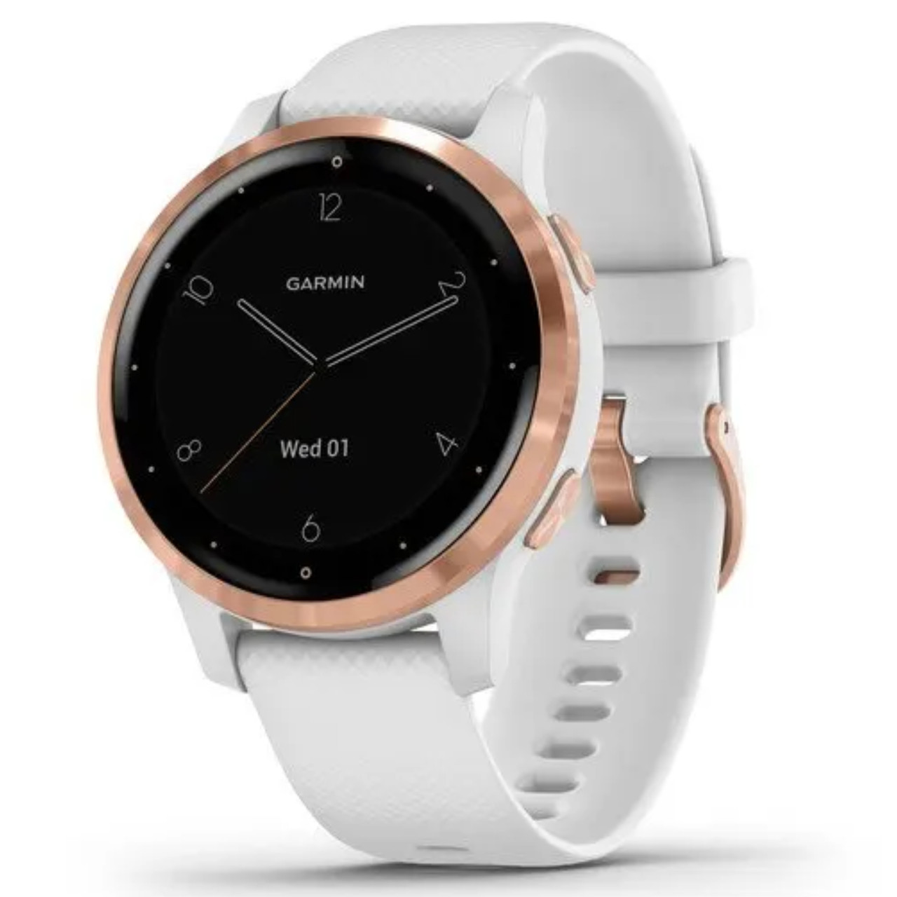 Garmin New OEM vívoactive® 4S Rose Gold Stainless Steel Bezel with White Case and Silicone Band 40 MM, 010-02172-21
