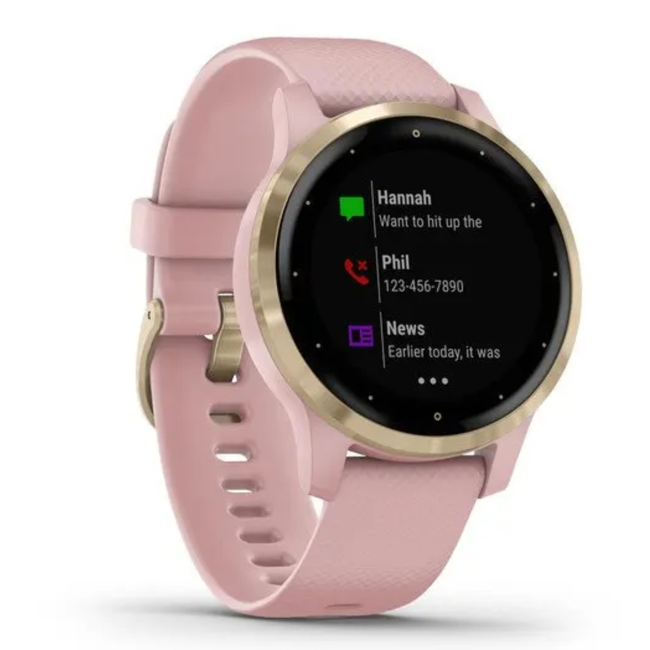 Garmin New OEM vívoactive® 4S Light Gold Stainless Steel Bezel with Dust Rose Case and Silicone Band 40 MM, 010-02172-31