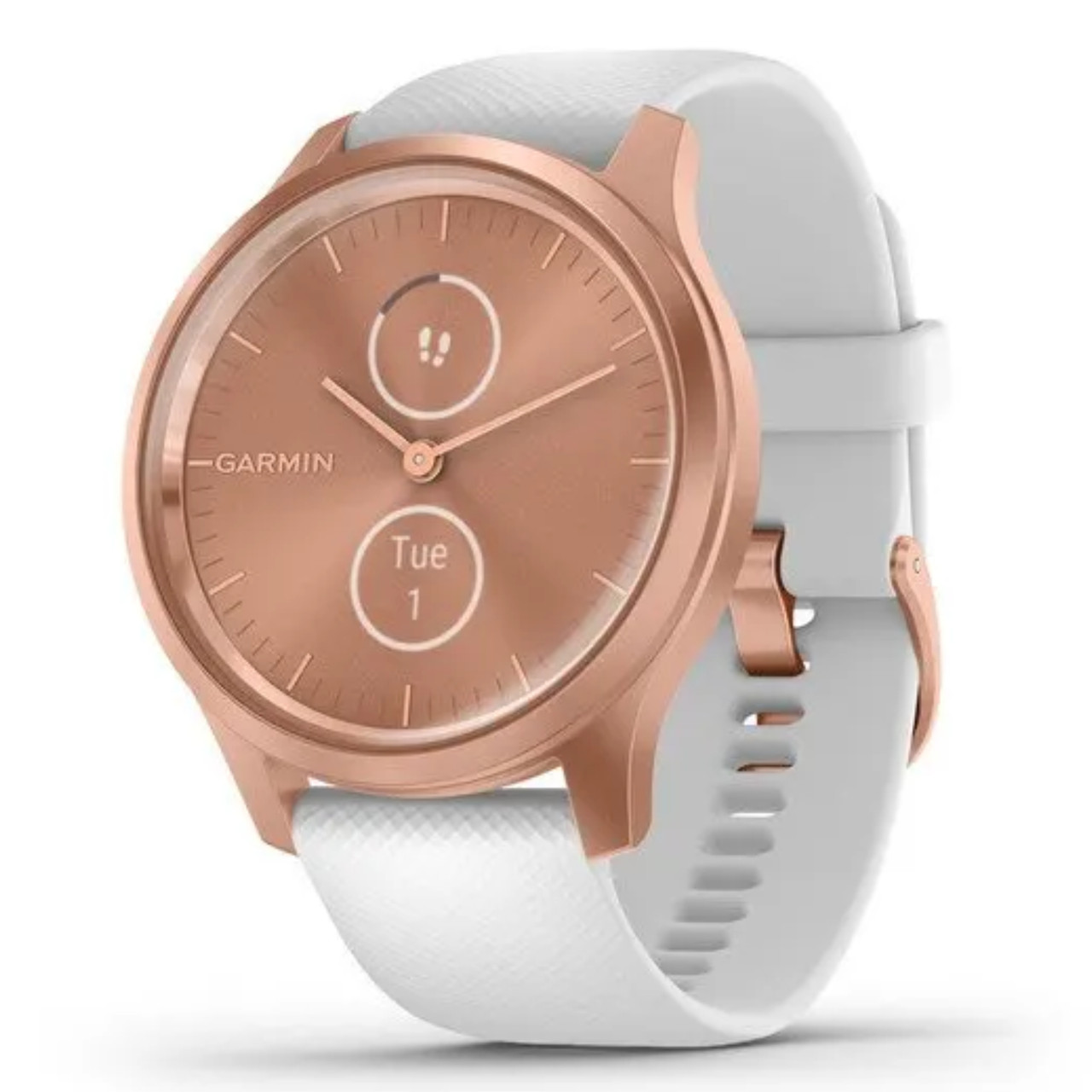 Garmin New OEM vívomove® Style Rose Gold Aluminum Case with White Silicone Band, 010-02240-00