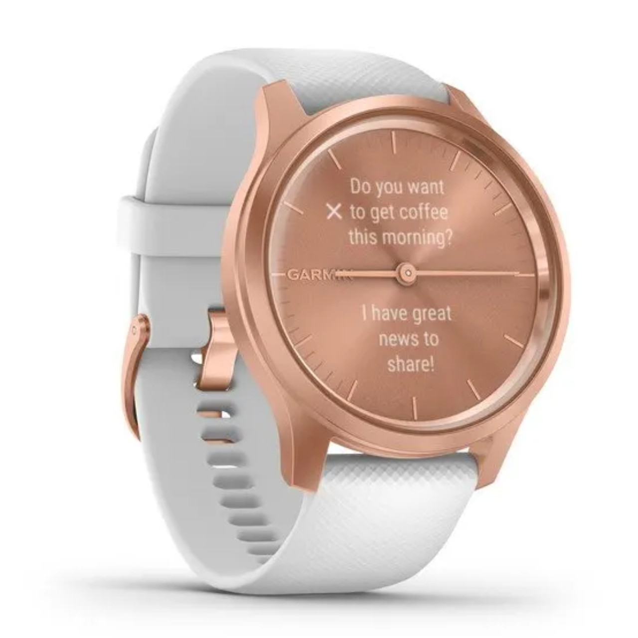 Garmin New OEM vívomove® Style Rose Gold Aluminum Case with White Silicone Band, 010-02240-00