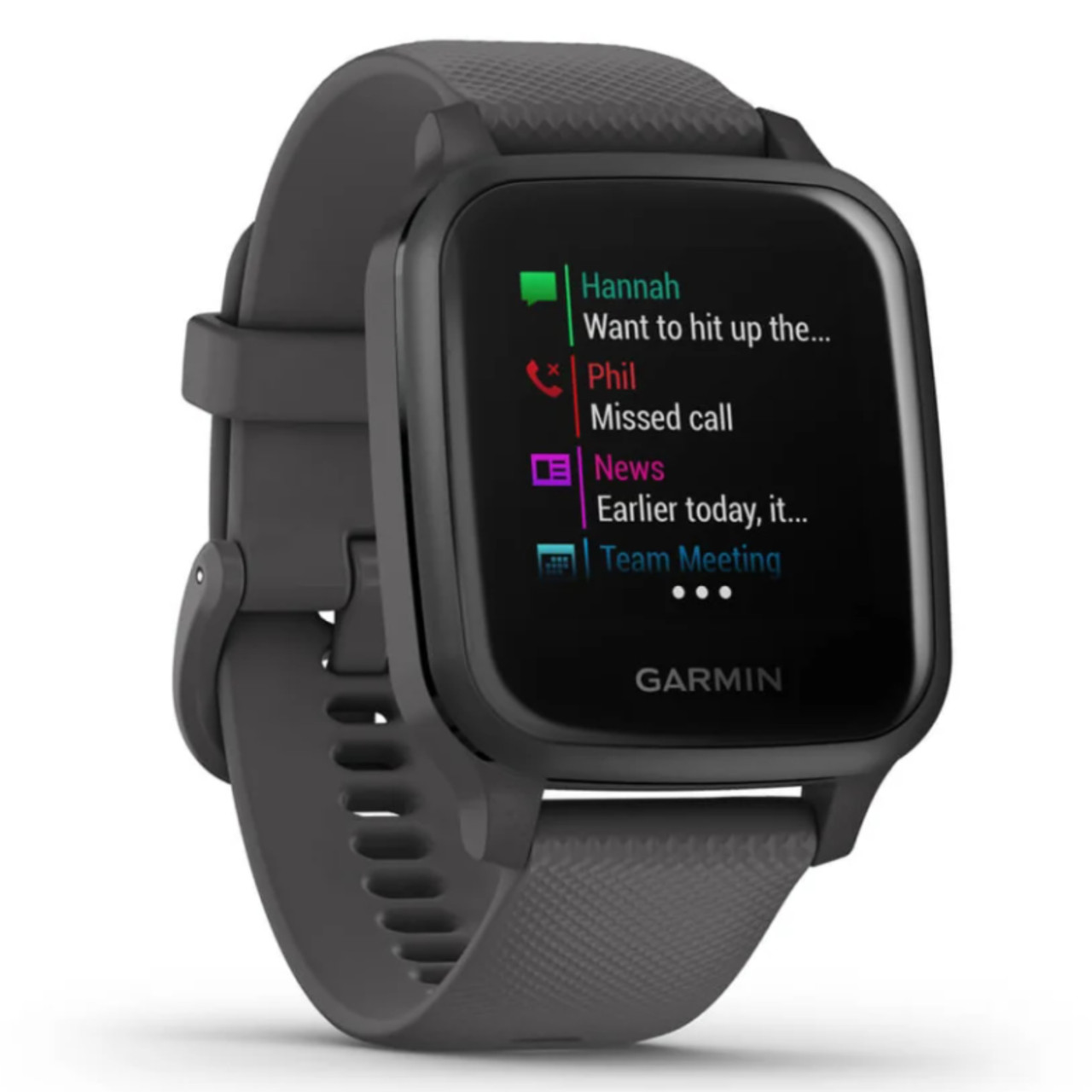 Garmin New OEM Venu® Sq  Slate Aluminum Bezel with Shadow Gray Case and Silicone Band, 010-02427-00