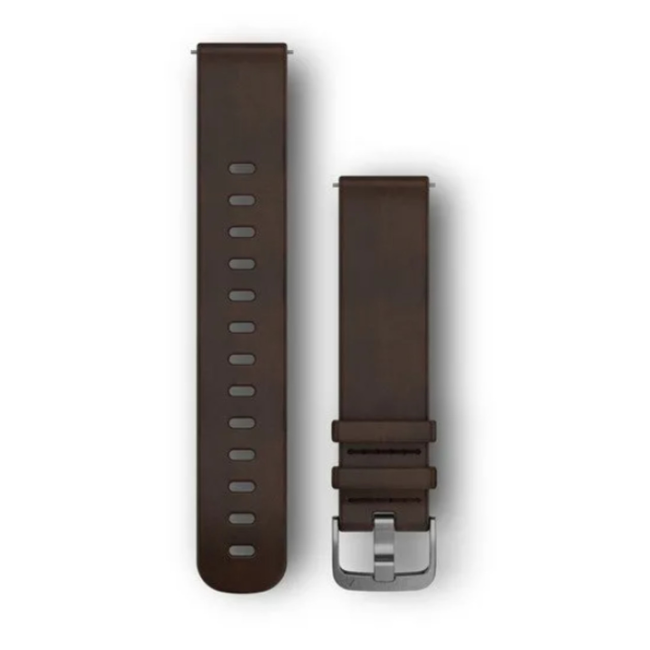 Garmin New OEM Quick Release Bands (20 mm) Dark Brown Leather with Silver Hardware, 010-12691-01